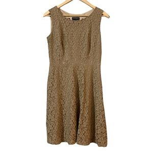 Enfocus Studio Brown Lace Dress Size 6 Fit & Flare Side Zipper Lined